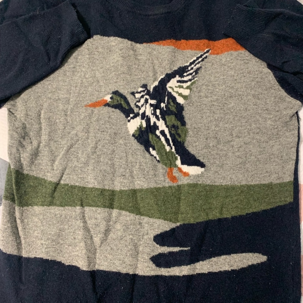French Connection Jumper Duck Jacquard Premium Vintage Wool Crewneck - Picture 2 of 4